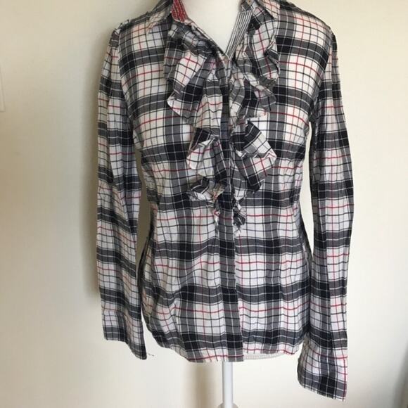 Y2K Tommy Hilfiger red white and blue button down blouse - Picture 1 of 2